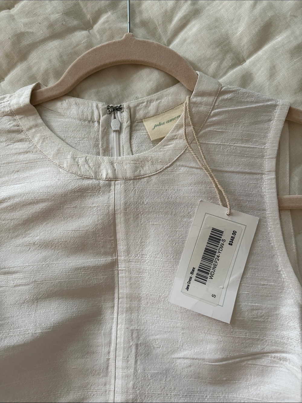 NWT Julia Amory Slim Jane Dress - Dupioni Silk in WHITE / Blanc